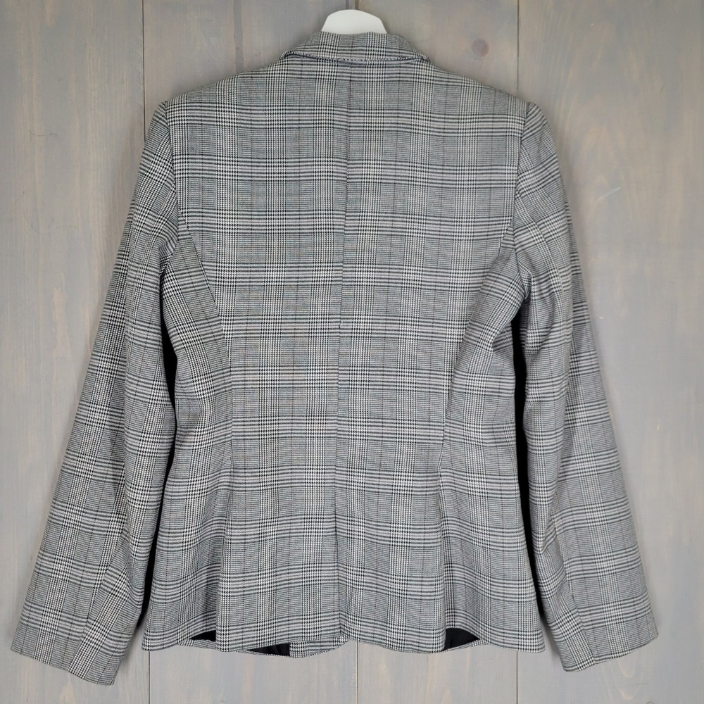 Calvin Klein Blazer Women 4 Grey Glen Plaid Single Button Tailored Jacket - Picture 2 of 9